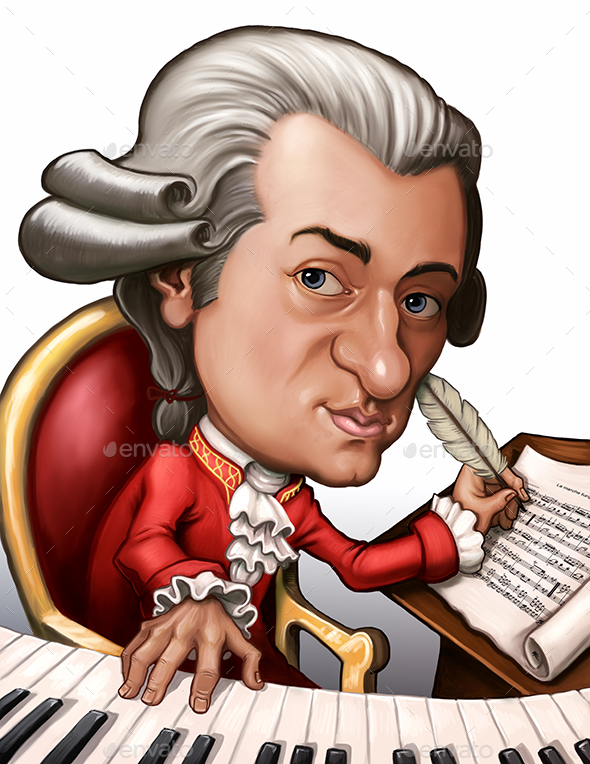 Wolfgang Amadeus Mozart playing piano, Graphics GraphicRiver